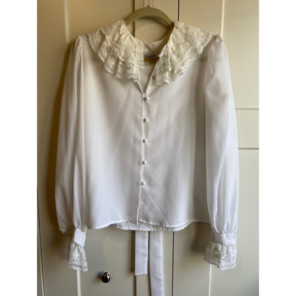 Vintage Top Medium Malbe Ruffles Blouse Union Tag Fairy R1